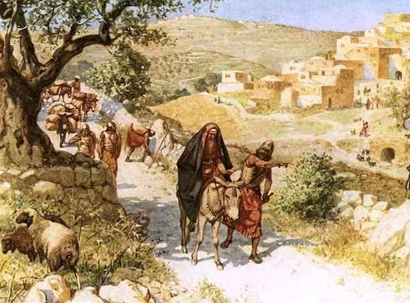 דוד בורח מירושלים ואחריו רודף שמעי בן גרא, ציור מאת ויליאם בראסי הול