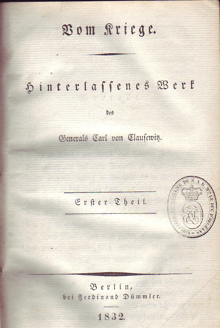 עטיפת הספר המקורי של קלאוזביץ, 1832